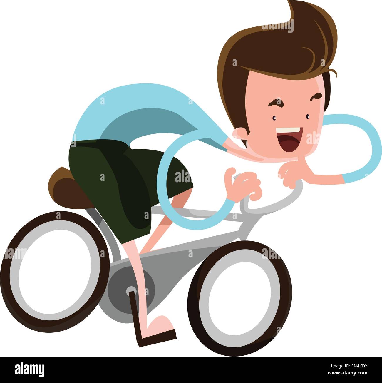 Boy riding a bike vector illustration cartoon character Stock Vector