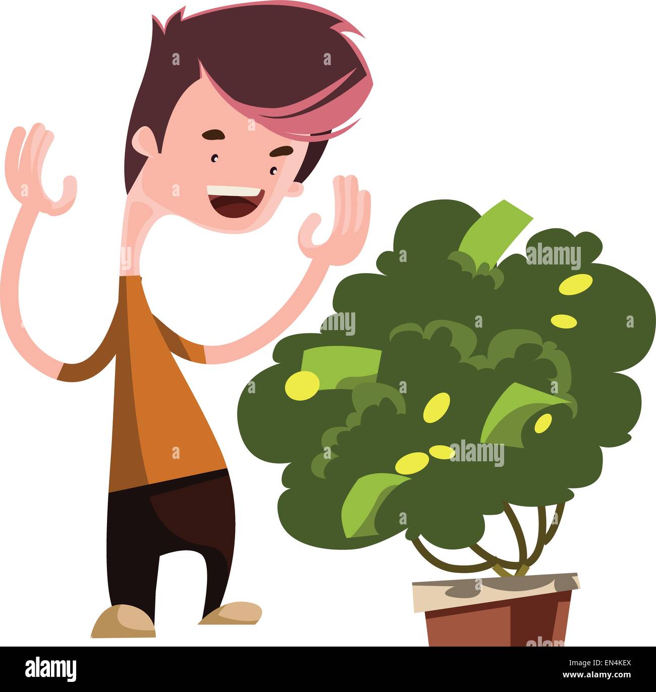 Money tree growing green vector illustration cartoon character Stock Vector