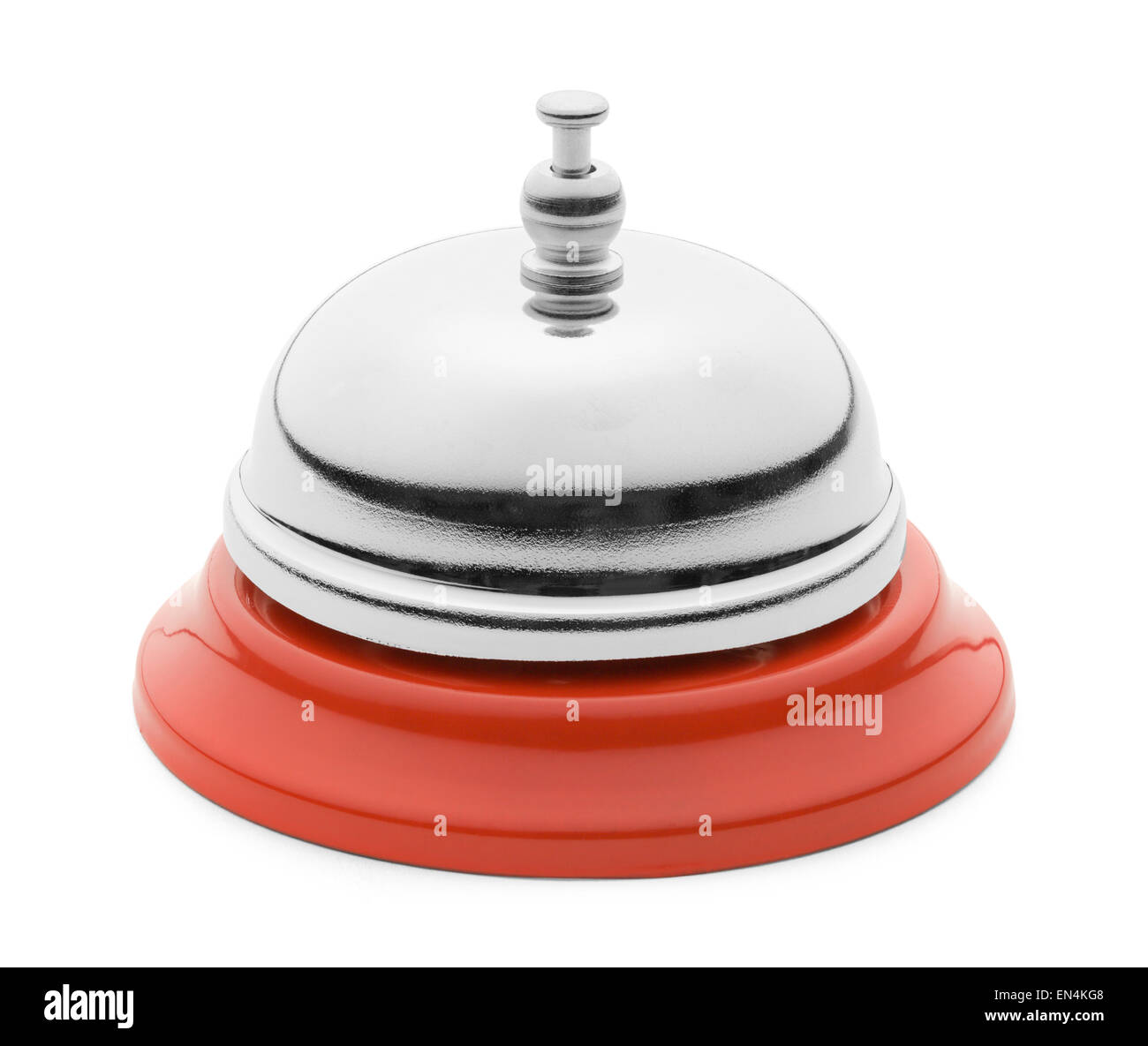 New Shiny Service Bell From the Side View Isolated on a White Background. Stock Photo