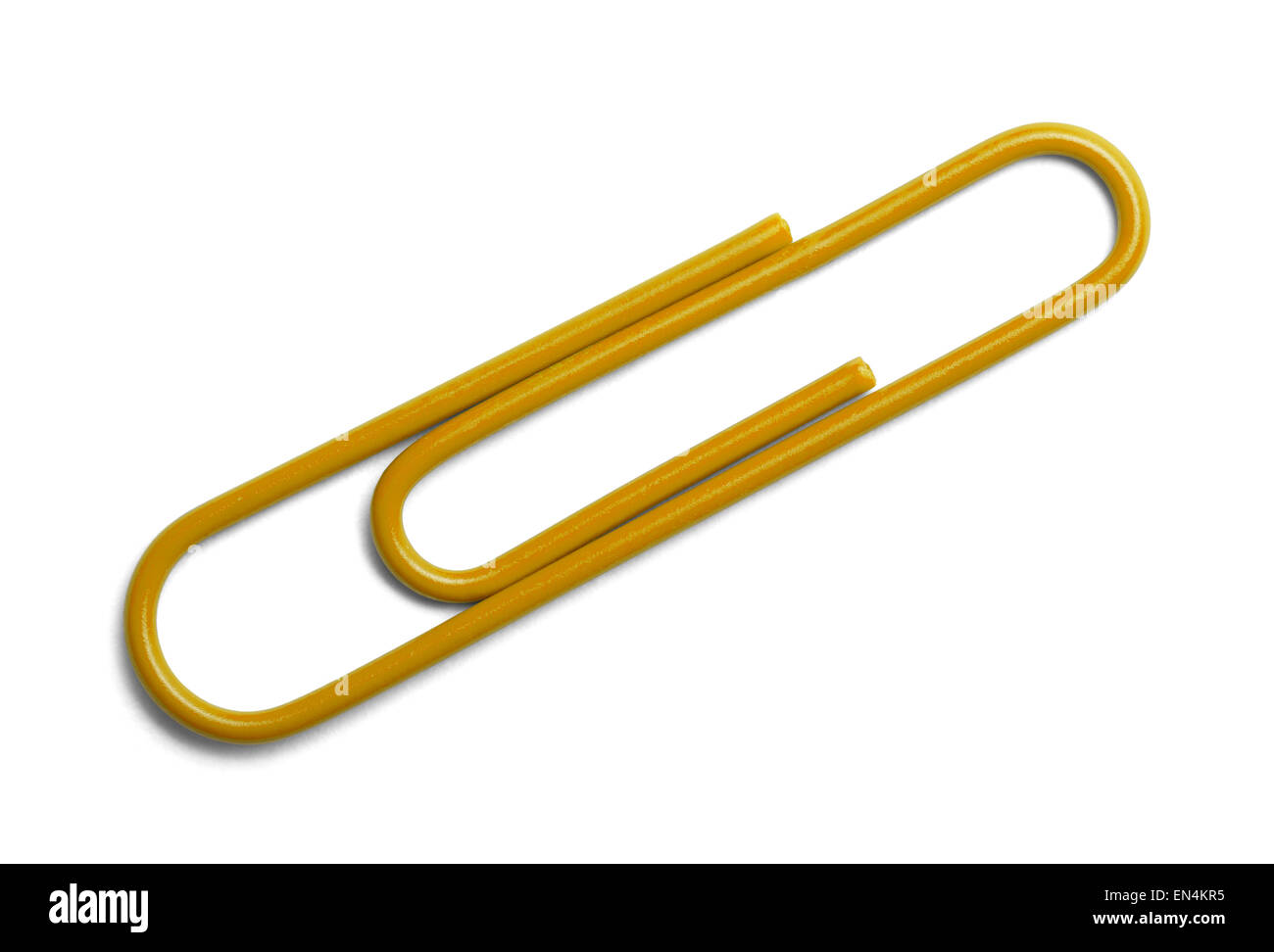 Single Yellow Paper Clip Isolated on a White Background Stock Photo Alamy