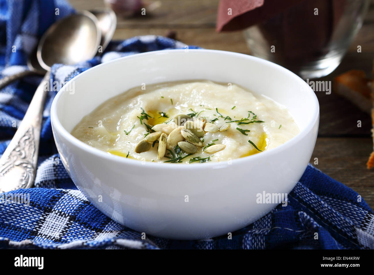 Nourishing soup with celery, food Stock Photo Alamy