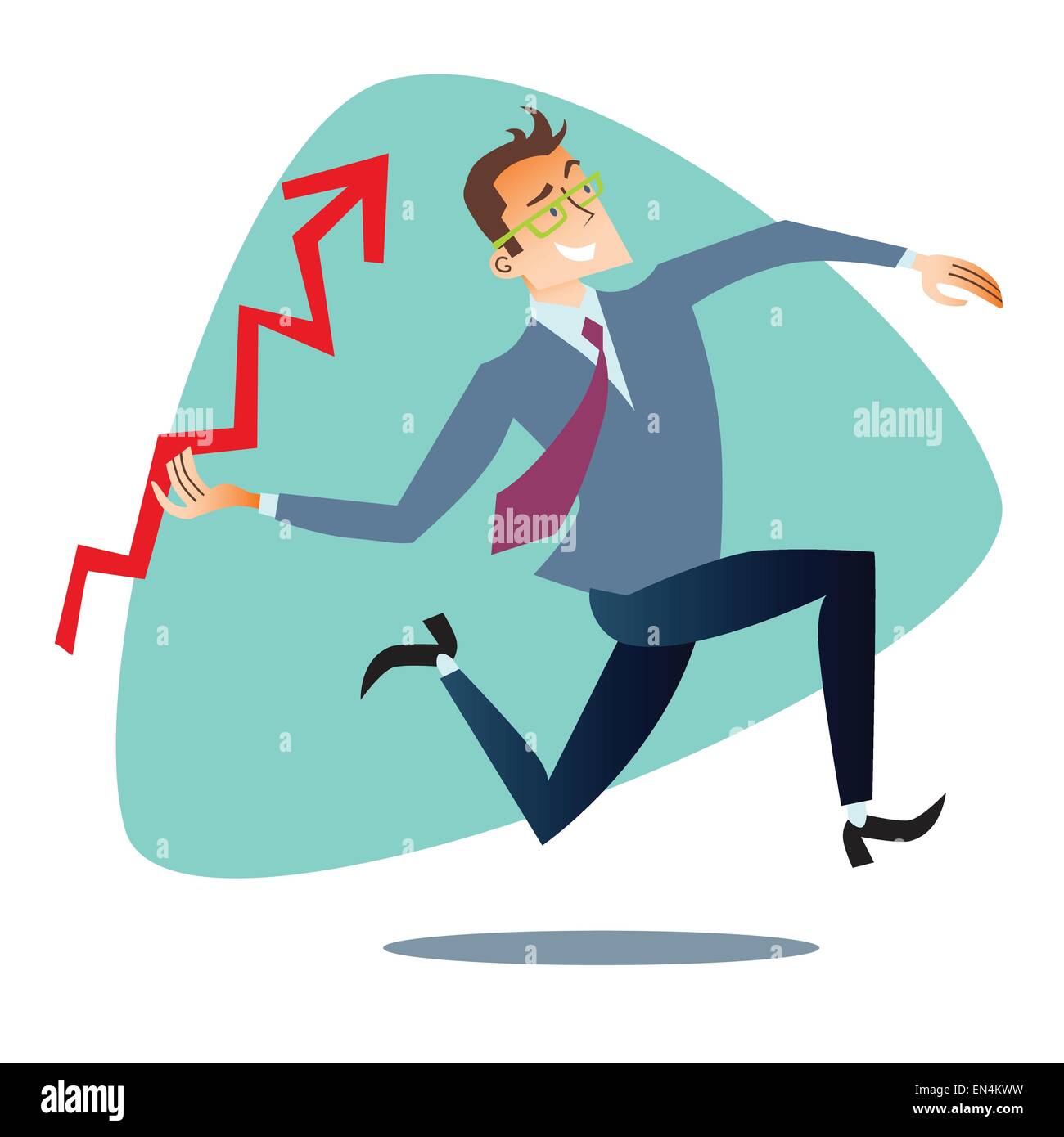 Businessman throws up a schedule of sales like spear The topics of business through images of sport and athletes in the competit Stock Vector