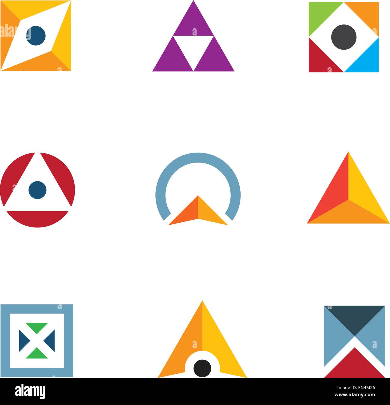 Geometric shape triangle circle and cube inspiring combination logo icon Stock Vector