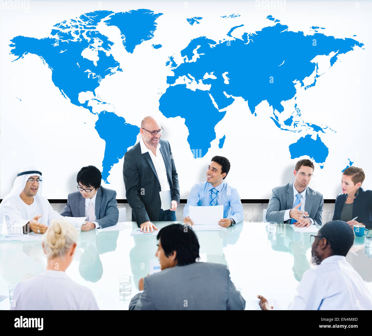 Business People Meeting Boardroom Leader World Map Concept Stock Photo