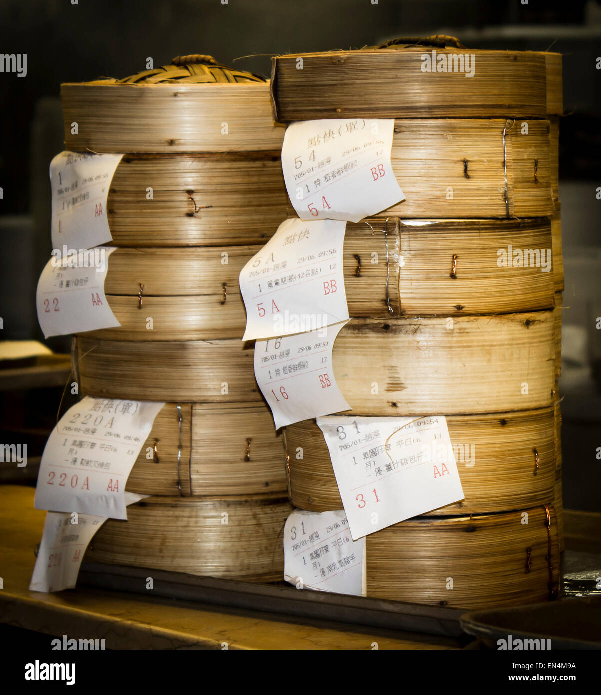 Bamboo Dim Sum Baskets steaming lunch food sales order Yum Cha stack