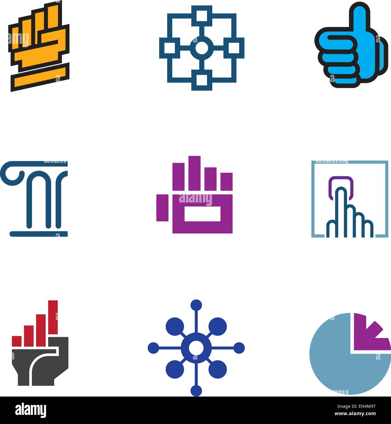 Future progress success technology foundation fist symbol logo icon set Stock Vector