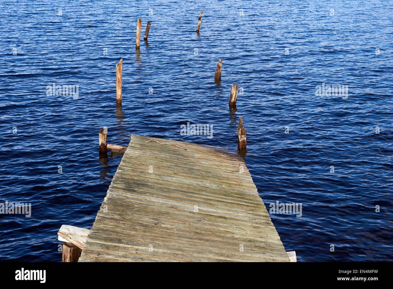 decayed wooden jetty, Finland Stock Photo