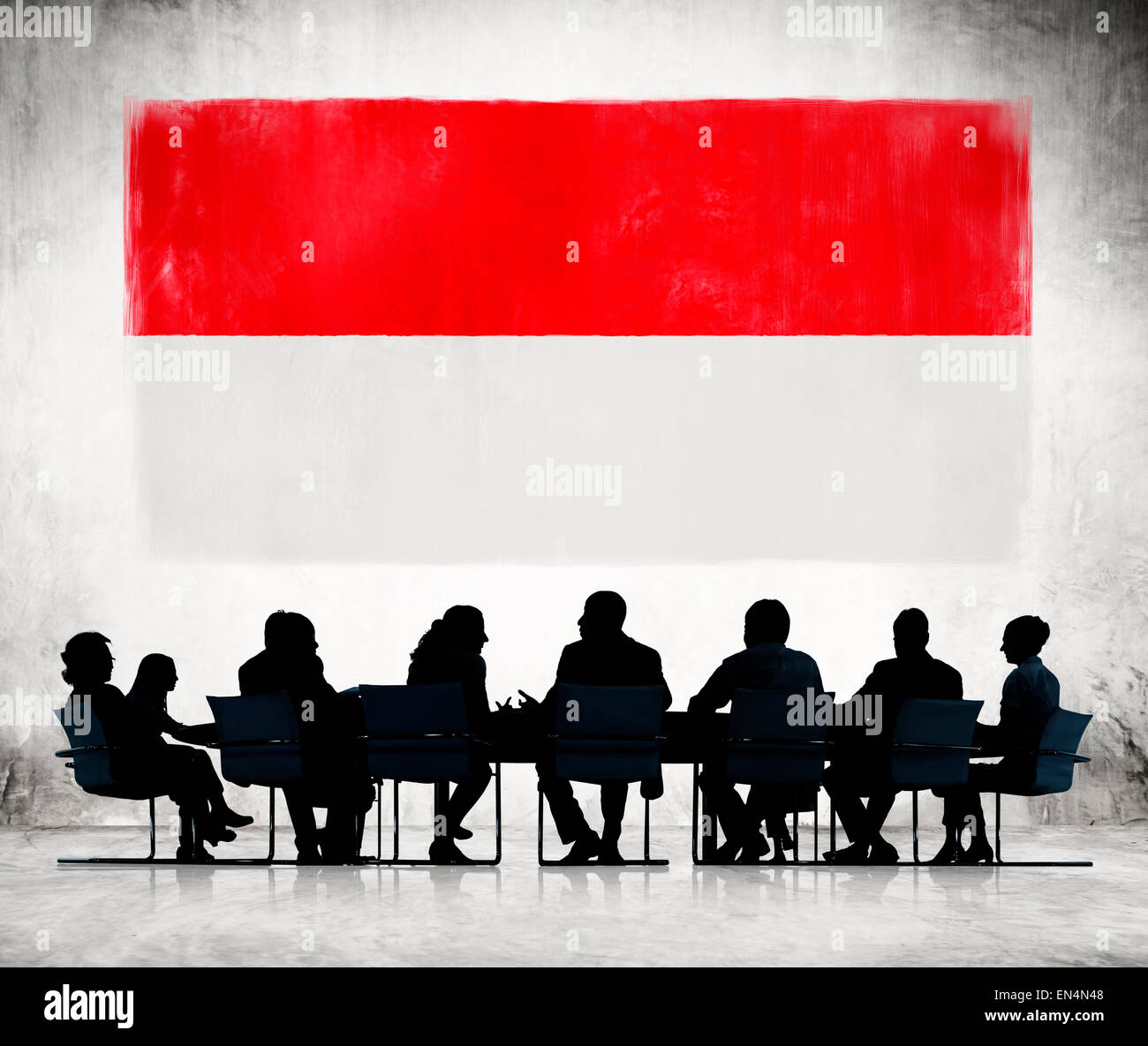 Silhouettes of Business People and a Flag of Indonesia Stock Photo - Alamy