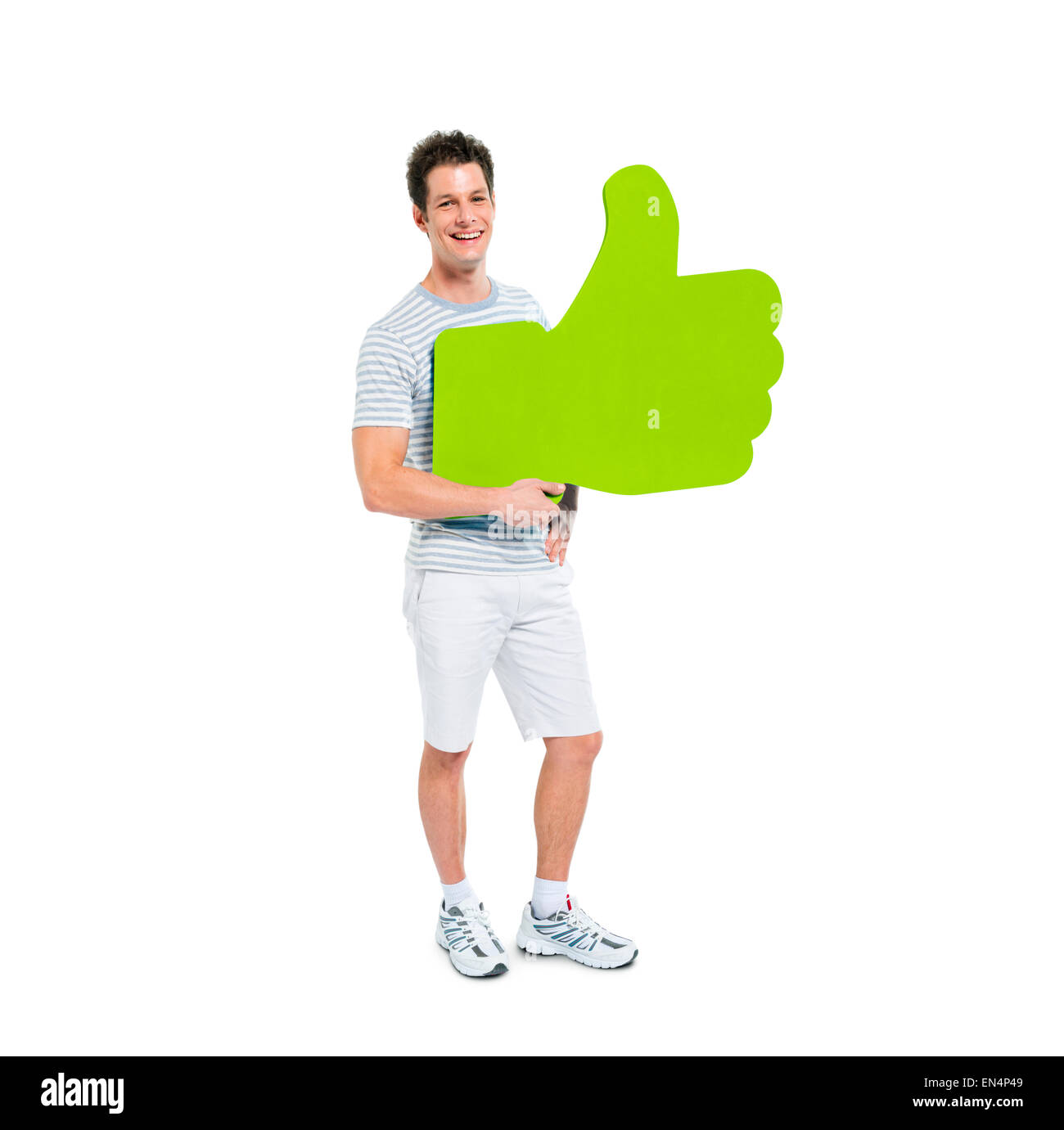 Man Holding Thumbs Up Symbol Stock Photo