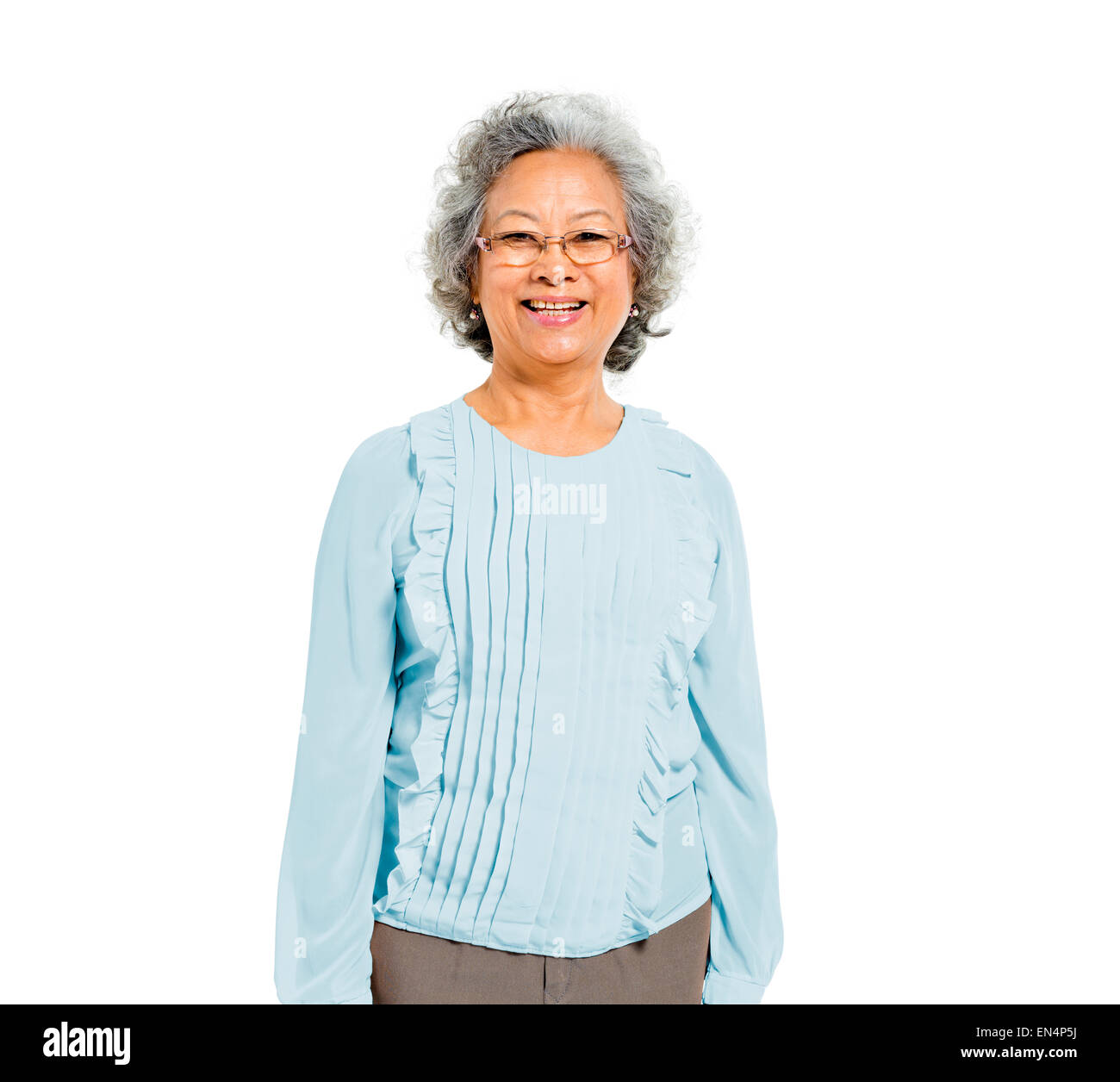 Old woman happy on white hi-res stock photography and images - Alamy