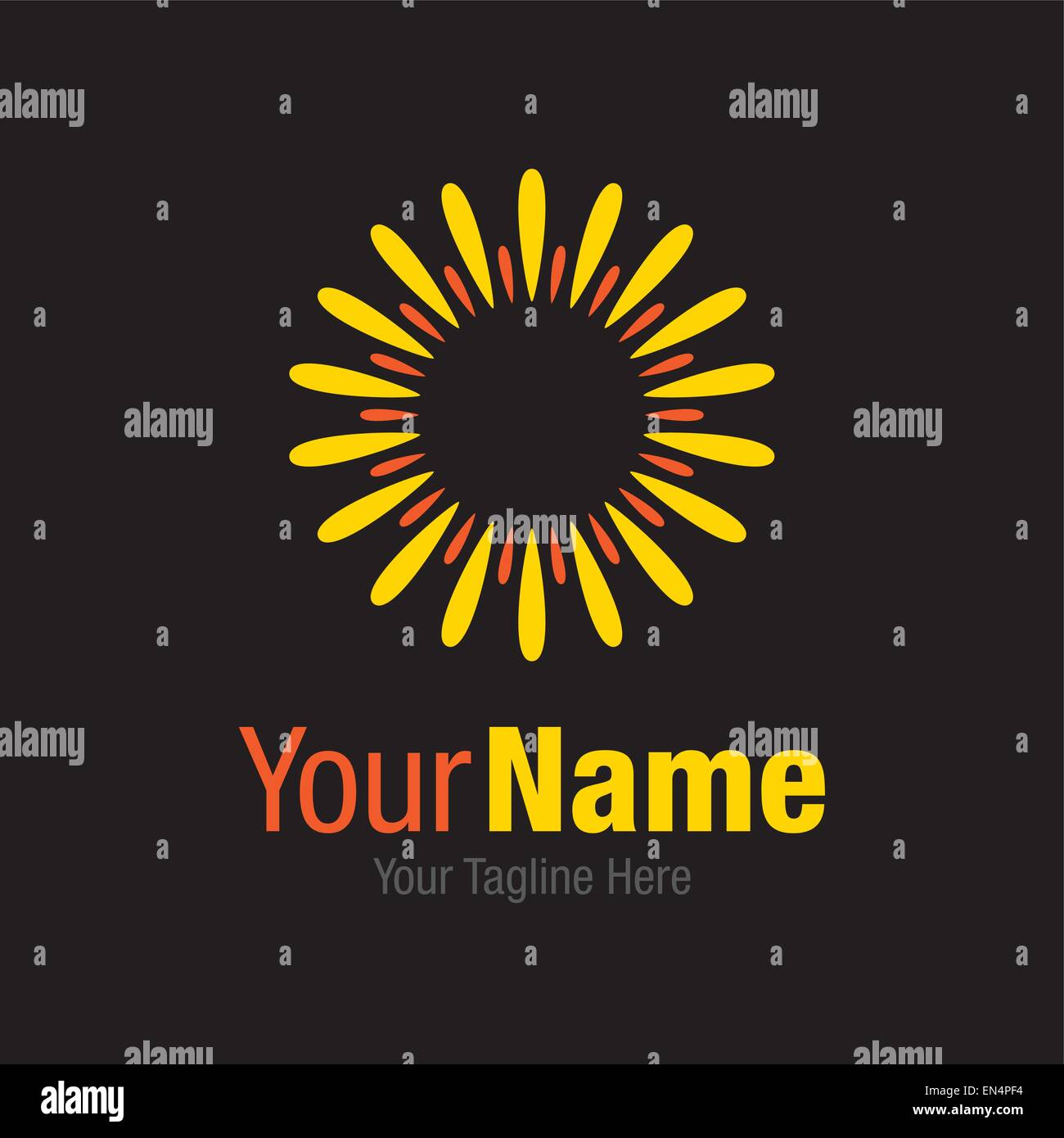 Beautiful elegant sunflower abstract yellow black graphic design logo icon Stock Vector