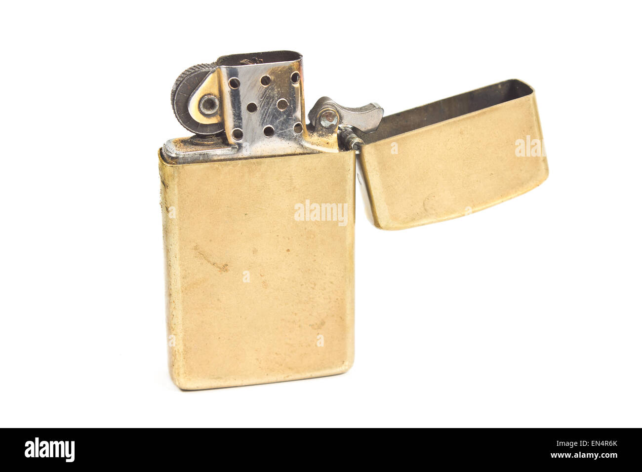 Golden vintage lighter isolated on white Stock Photo - Alamy