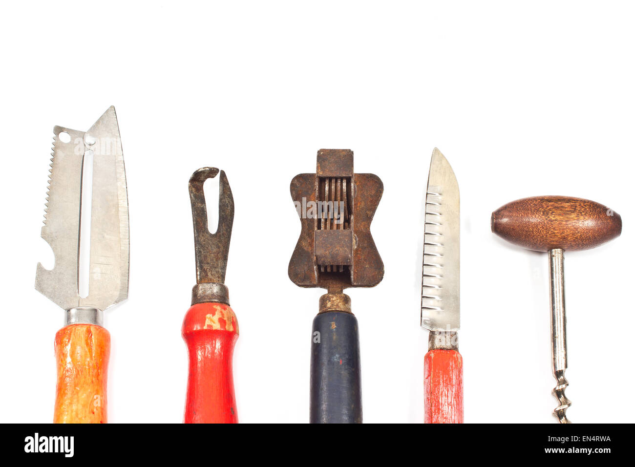Set of vintage kitchen utensils on white background Stock Photo - Alamy
