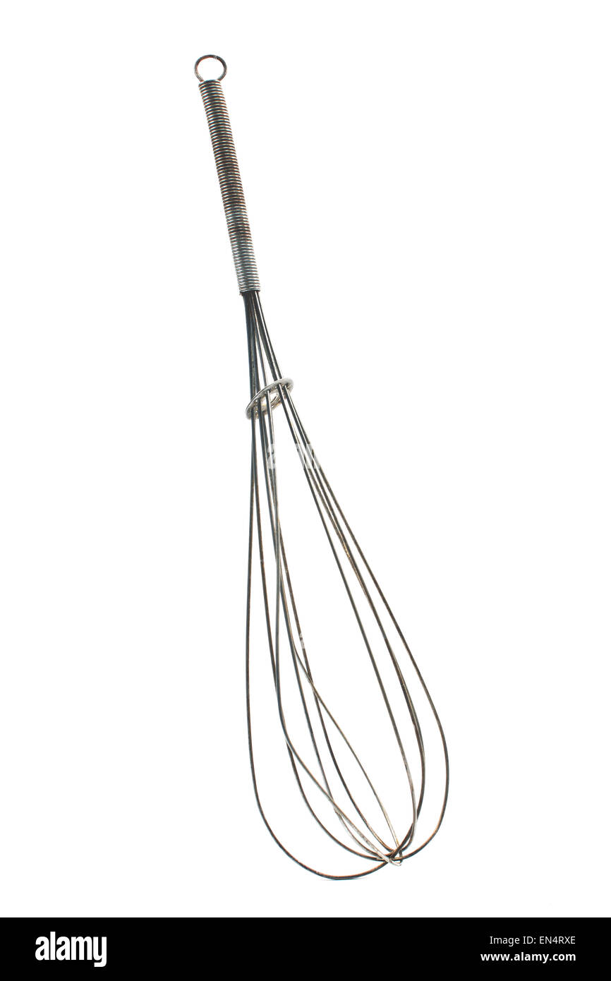 Vintage wire whisk isolated on white Stock Photo