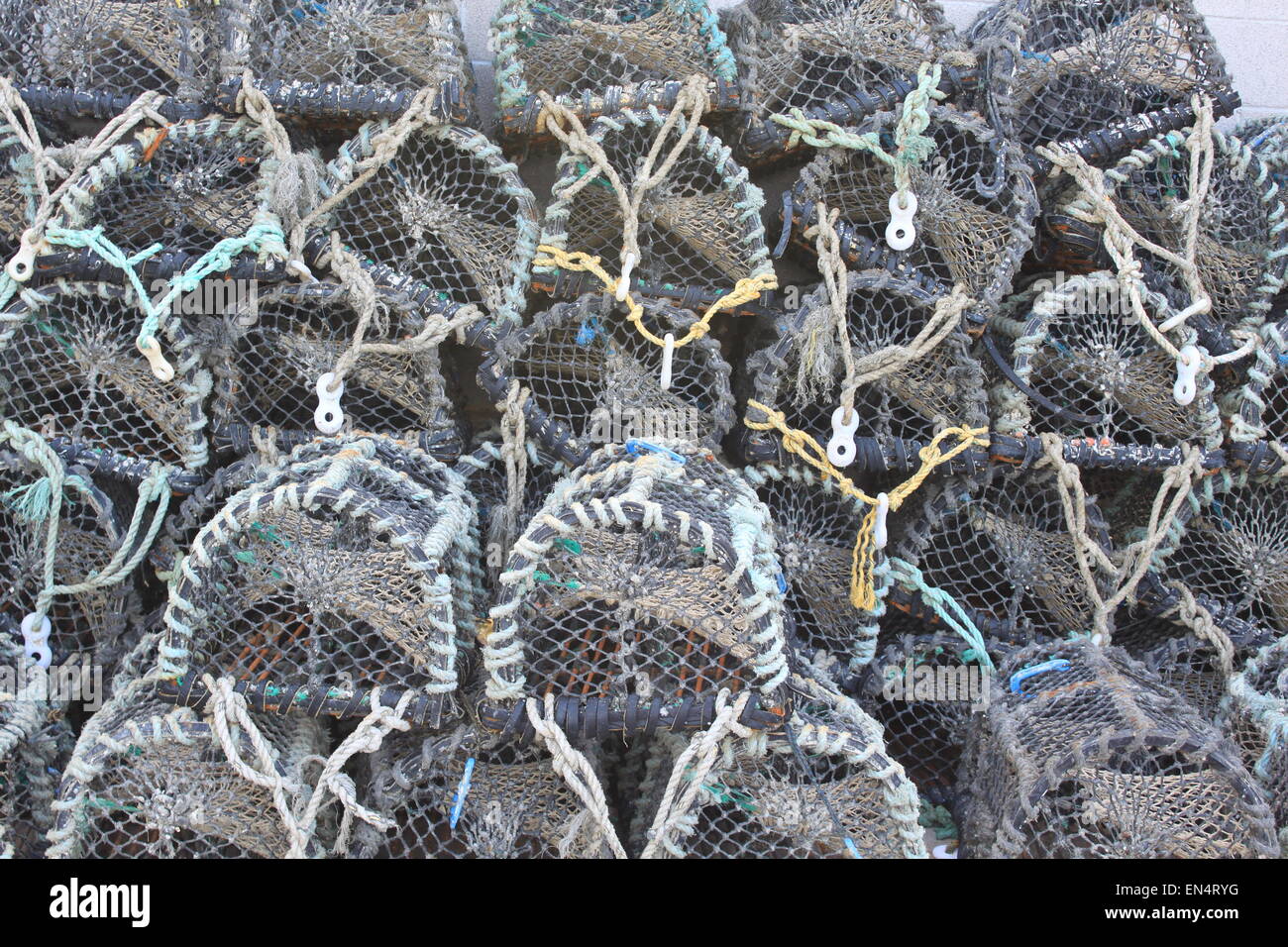 crab pots in newlyn harbour Stock Photo Alamy