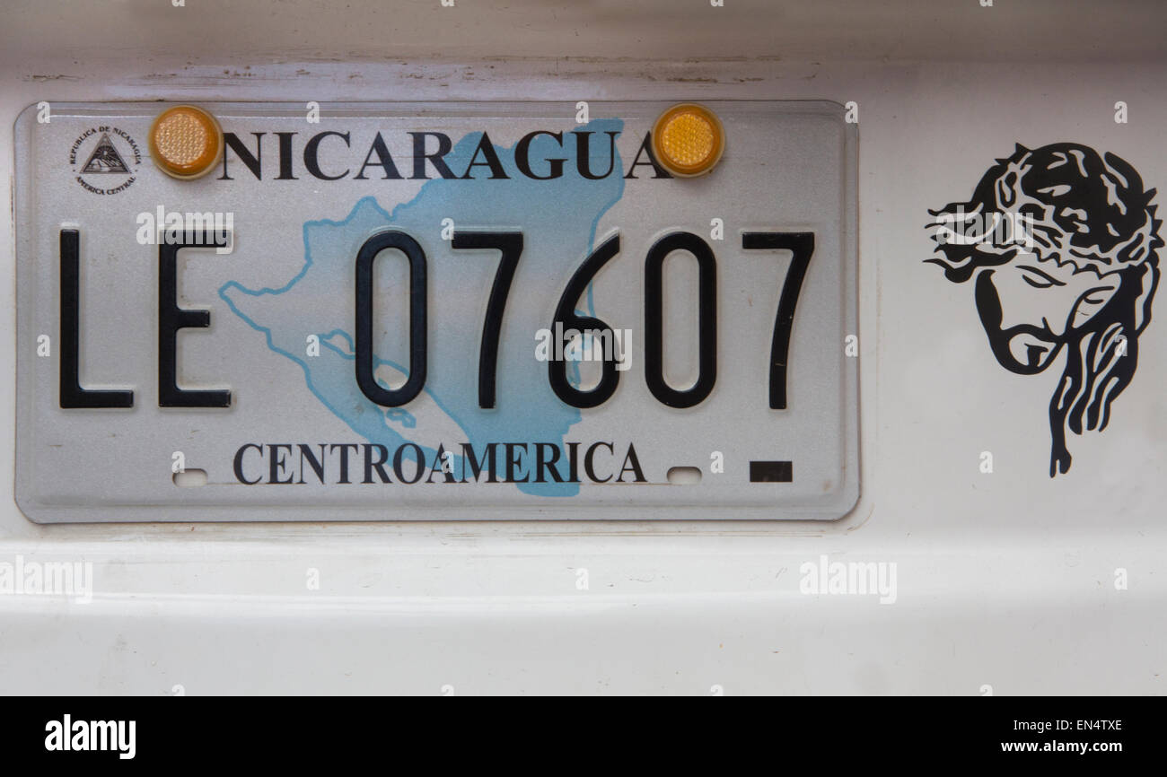 nicaraguan car license plate Stock Photo