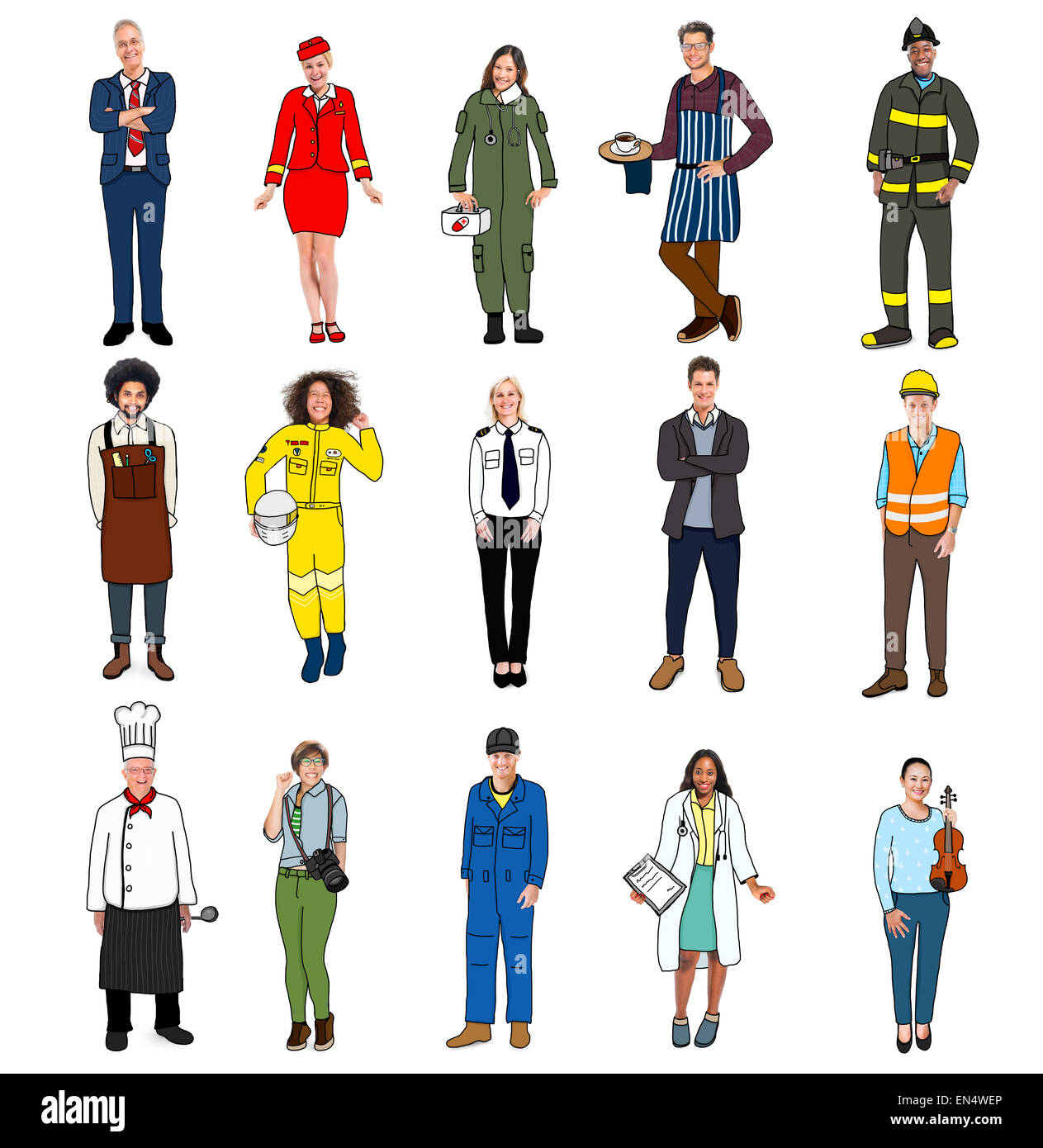 Group of Diverse Multiethnic People with Different Jobs Stock Photo - Alamy