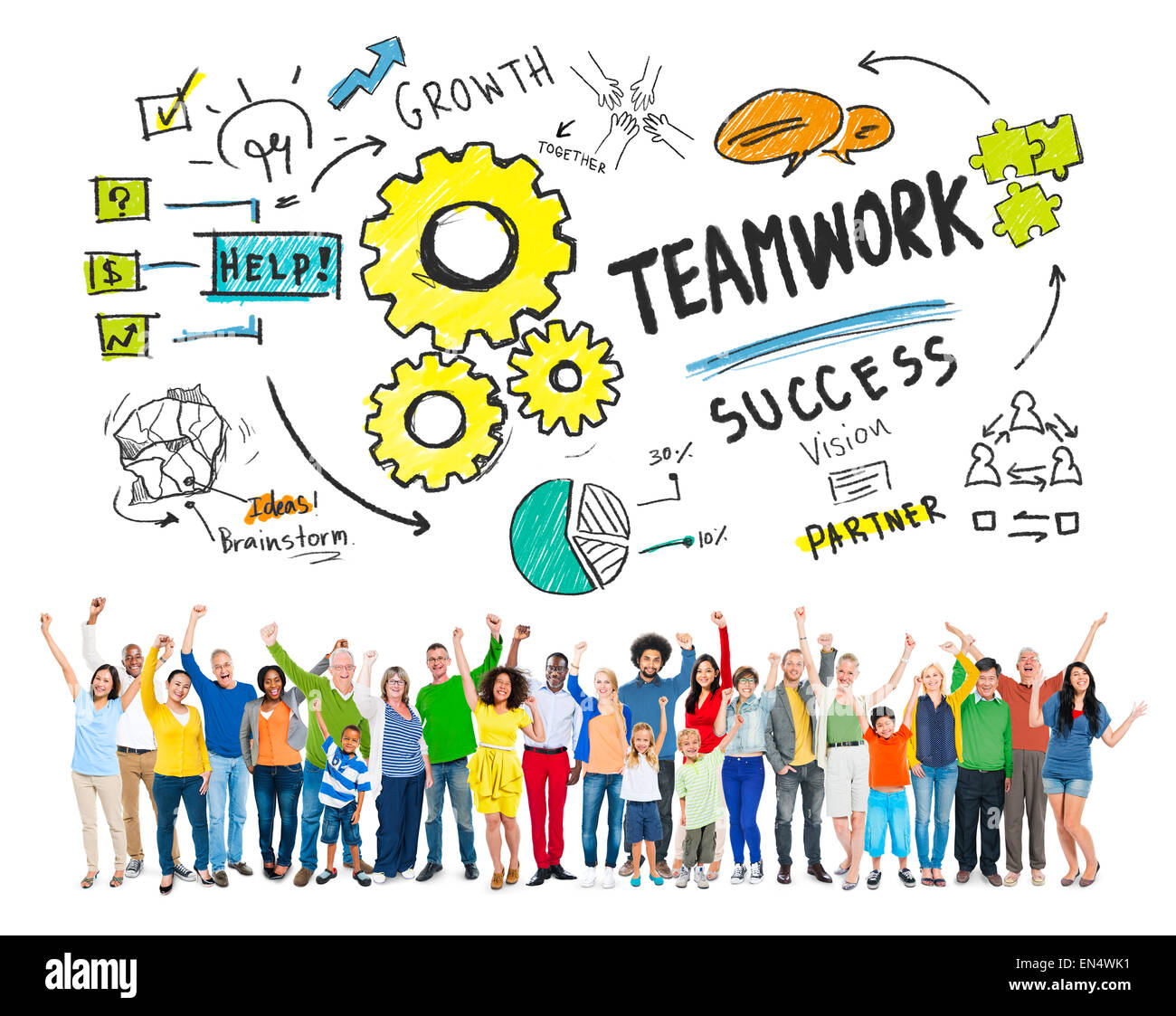 Teamwork Team Together Collaboration People Celebration Success Concept Stock Photo