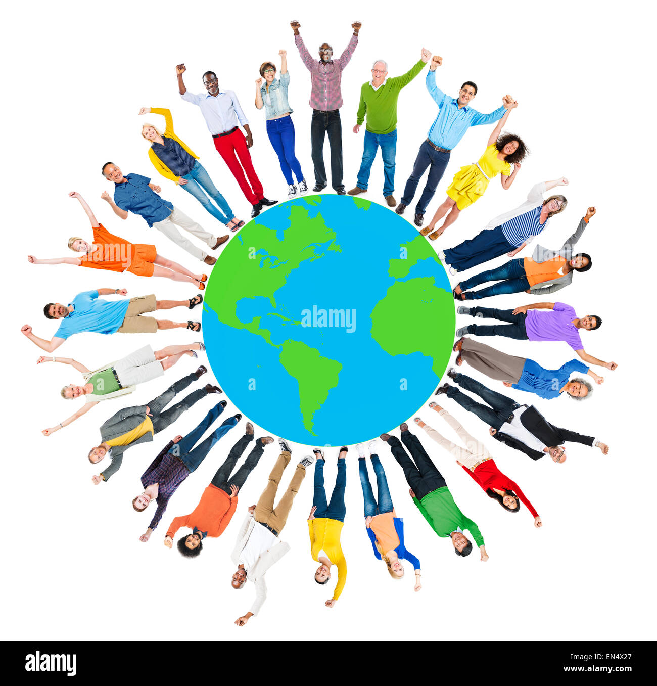 Global World Map People Circle Happiness Togetherness Cheerful Concept Stock Photo