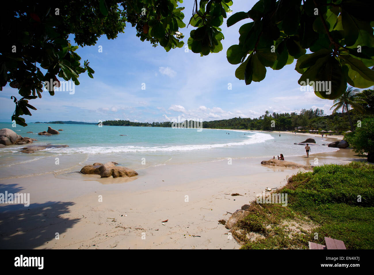 Beautiful tropical beach by the beach of Batam Island, Riau, Indonesia Stock Photo