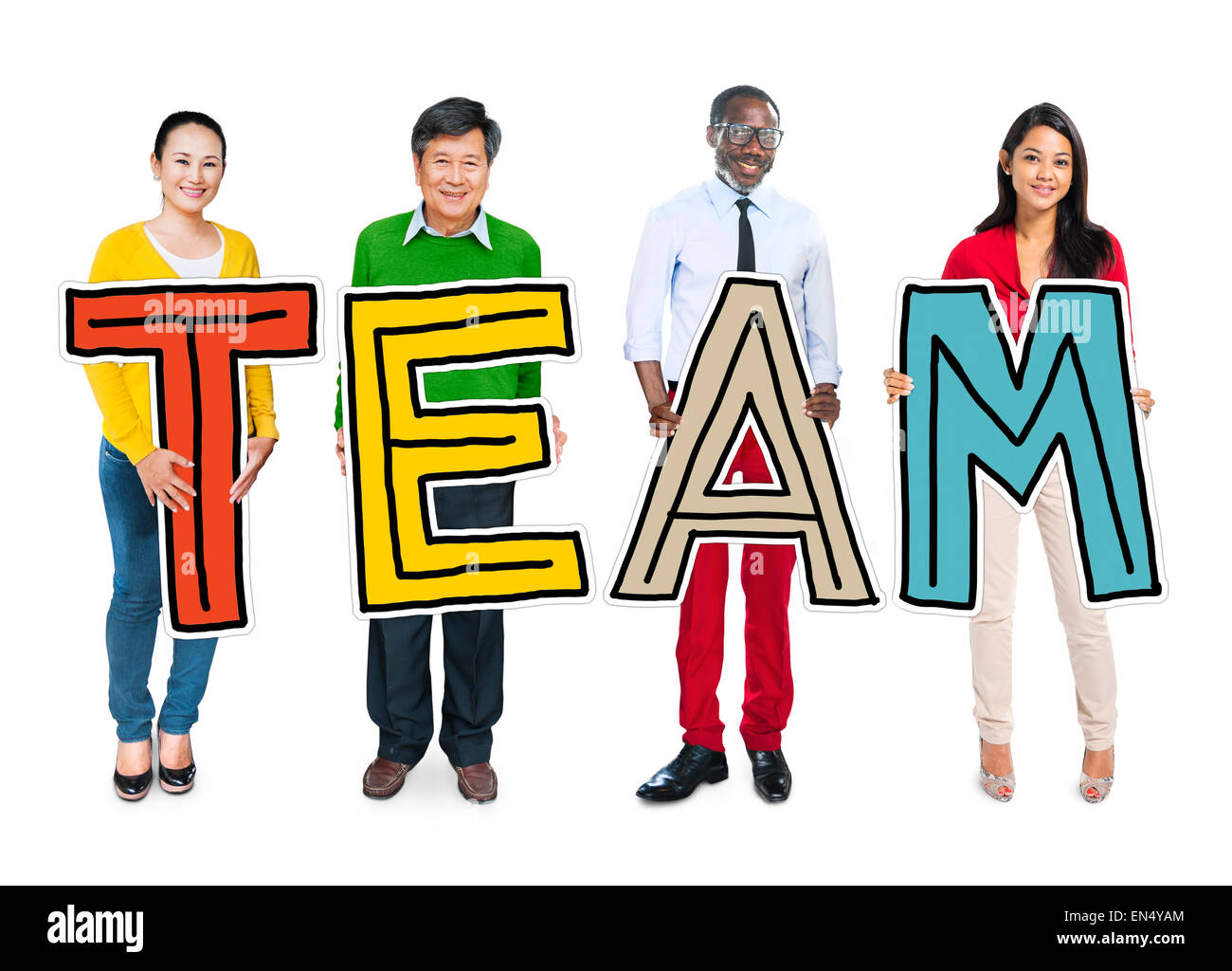 Group of Diverse People Holding Word Team Stock Photo - Alamy