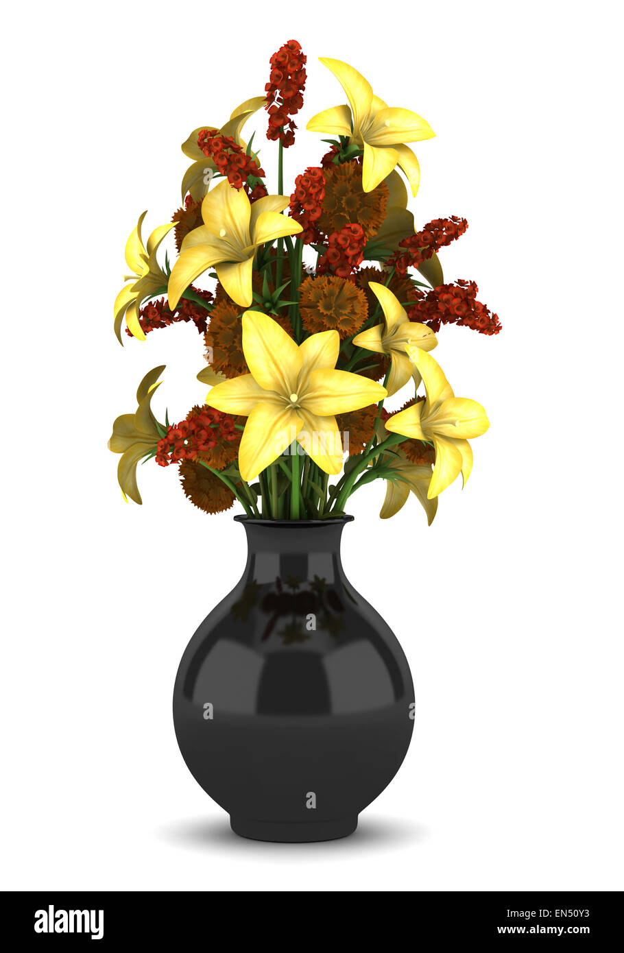 bouquet of flowers in vase isolated on white background Stock Photo - Alamy