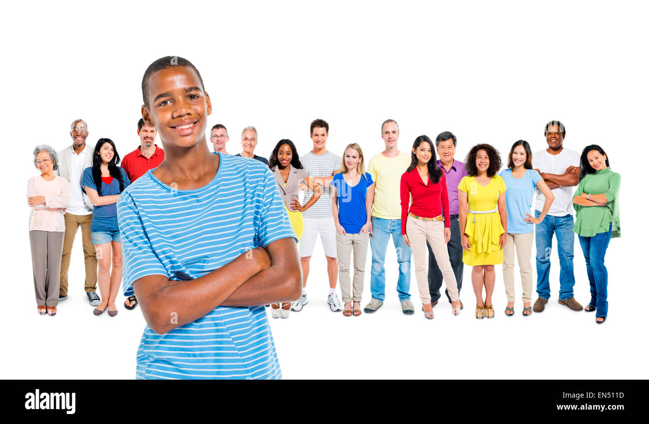 Group of Multi Ethnic Diverse People with A Young African Boy Standing ...