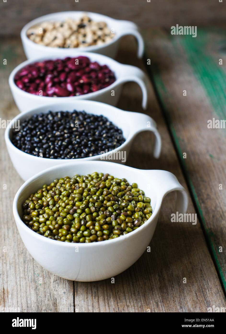 Four types of dry beans in the bowl Stock Photo Alamy