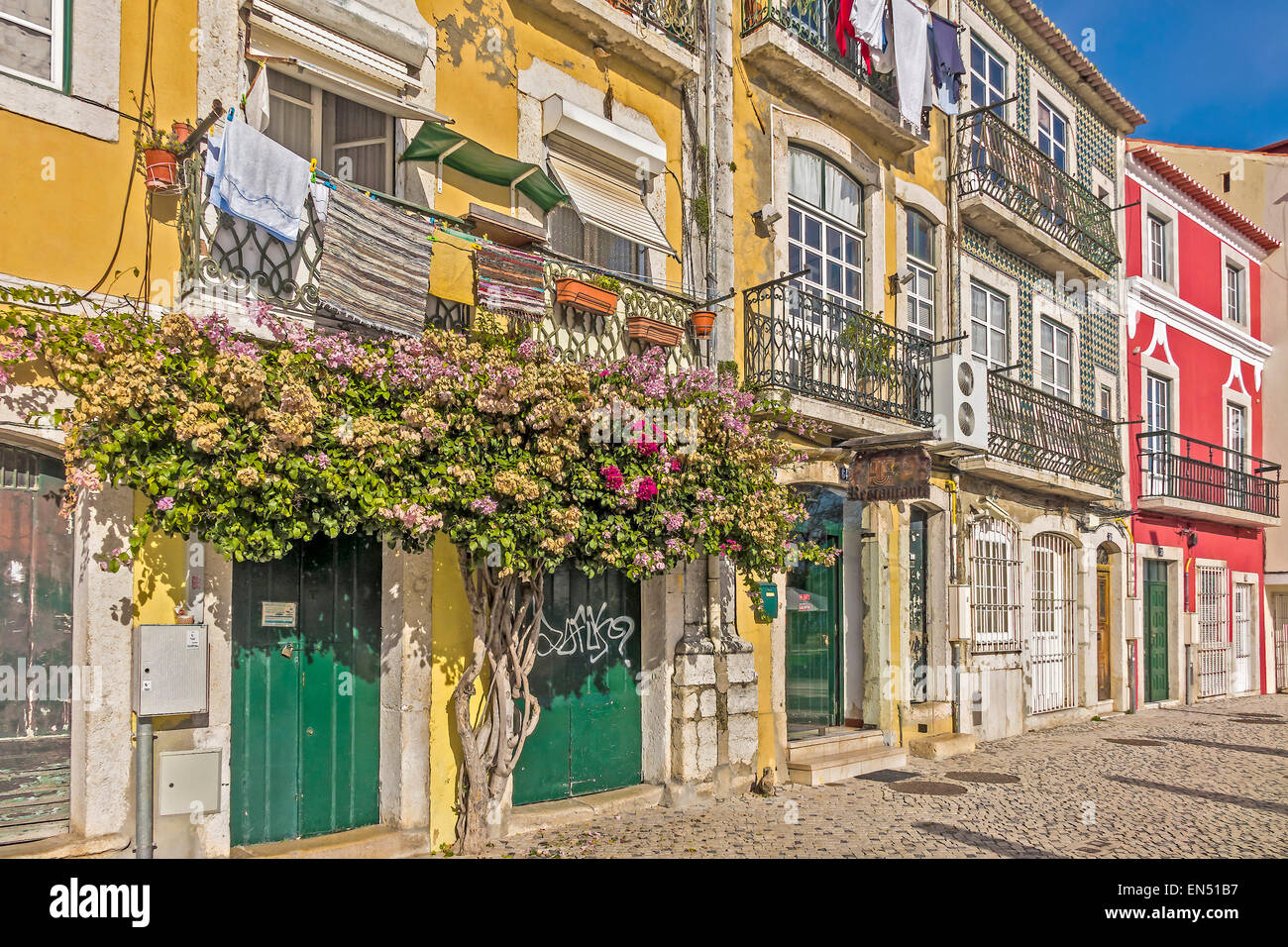 Colourful Terrace Of Houses Belem Lisbon Portugal Stock Photo Alamy
