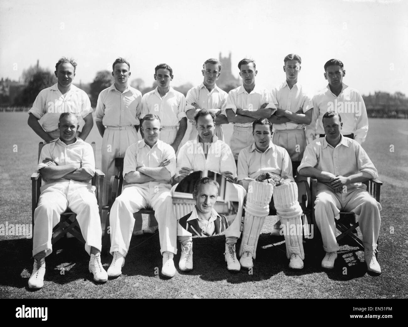 Glamorganshire County Cricket club pose for a group photograph as the County Crickey championshop goes to Wales for the first time in 75 years. They are back row left to right: W. E. Jones, P. Clift, J. Eaglestone, W.G. Parkhouse, N. Hever, G. Lavais. Fro Stock Photo