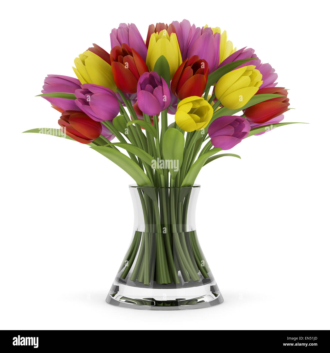 bouquet of tulips in vase isolated on white background Stock Photo - Alamy
