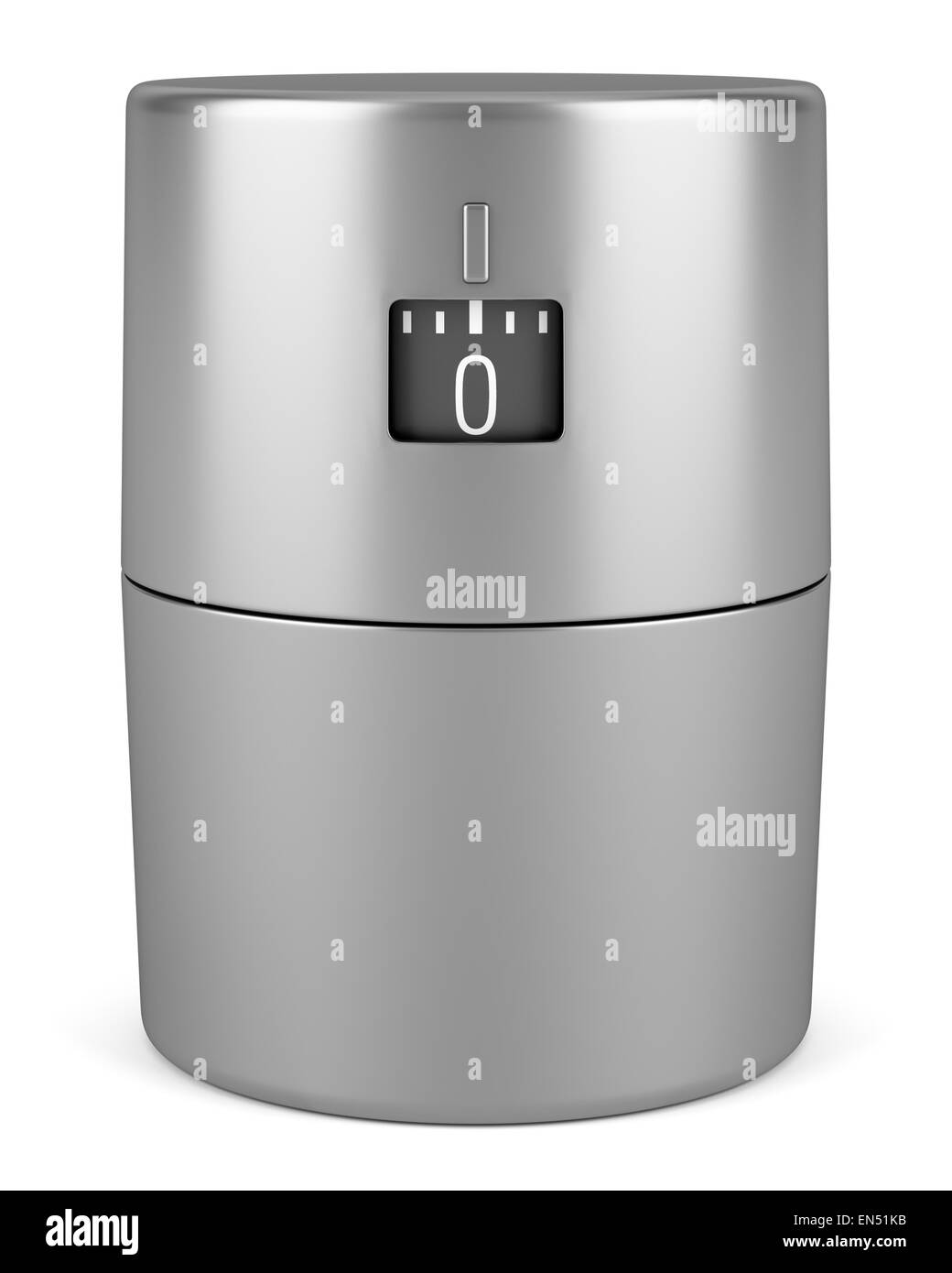 single modern metallic kitchen timer isolated on white background Stock