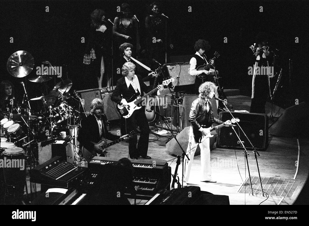 Bob Dylan in concert on stage at Earls Court in London, 15th June 1978. Stock Photo
