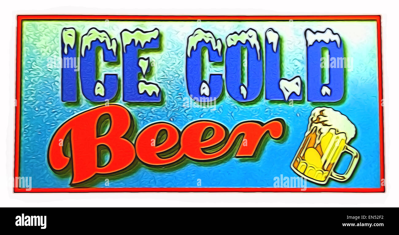 vintage ice  cold beer sign Stock Photo