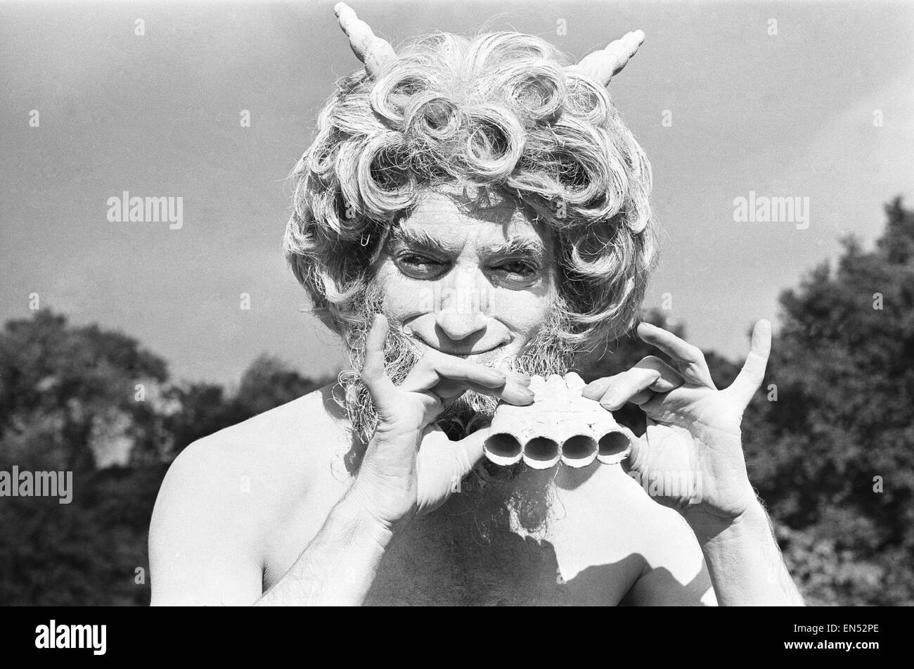 Zany comedian Marty Feldman seen here as the god Pan in Holland Park, London. Marty was filming for his new movie 'Every Home Should Have One' 30th October 1969 Stock Photo