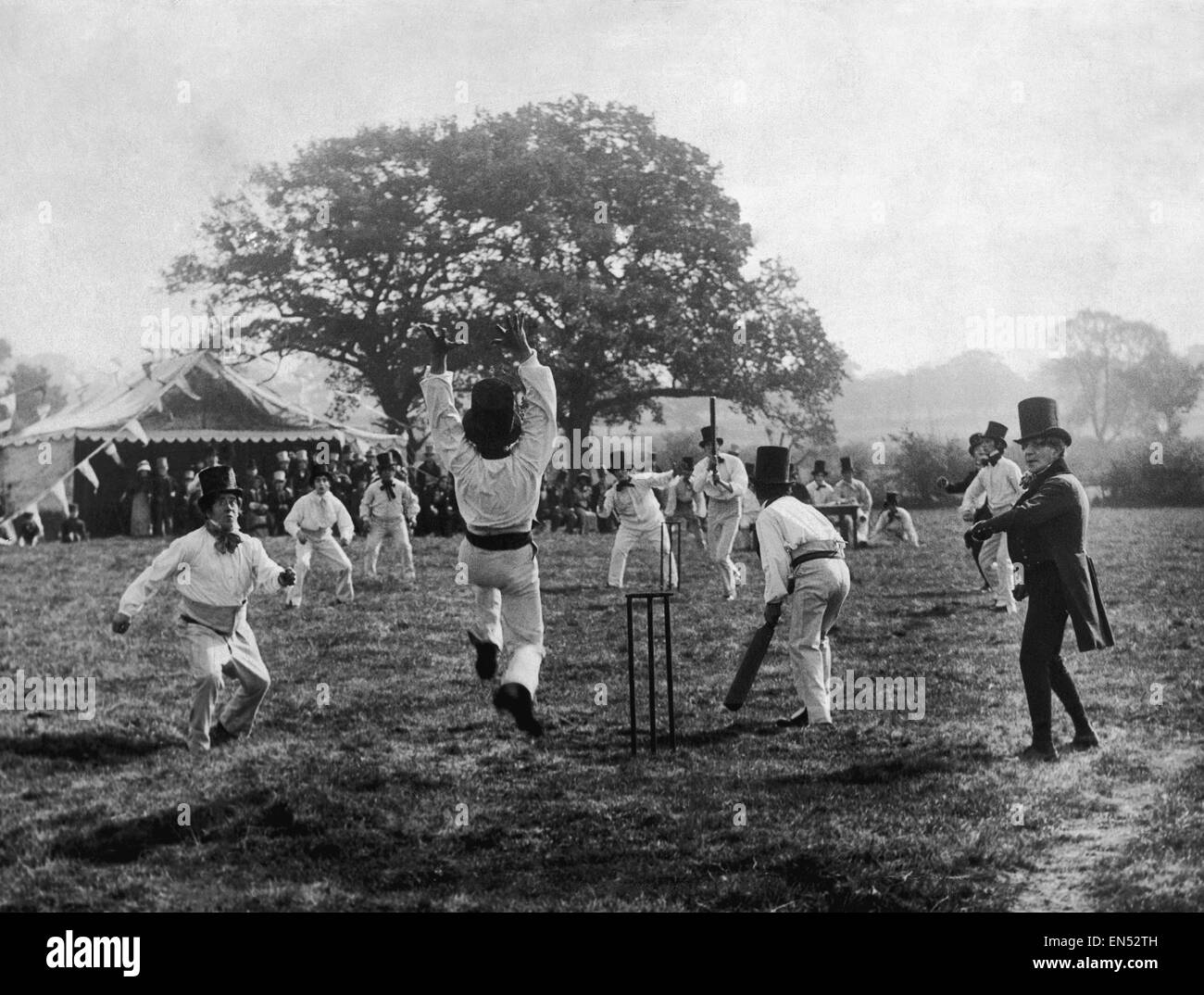 Pickwickian cricket match being produced by the Ideal Film Company at Elstree. 27th September 1921. Stock Photo