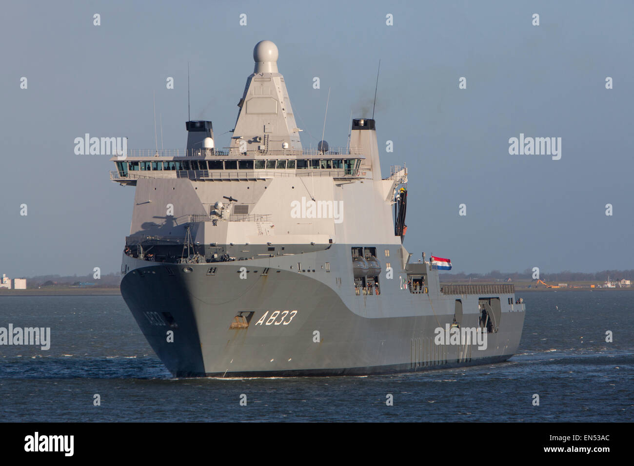 Dutch naval (joint support ship) vessel KAREL DOORMAN came back from ebola mission Stock Photo