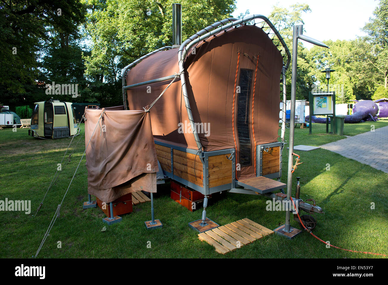 Alternative artist camping in Amsterdam Stock Photo - Alamy