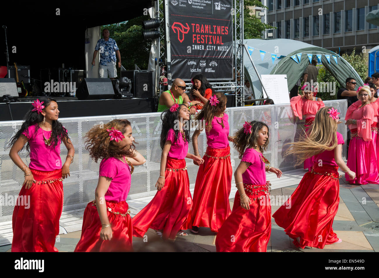 Female dancers at Sheffield Tramlines an annual music festival held in
