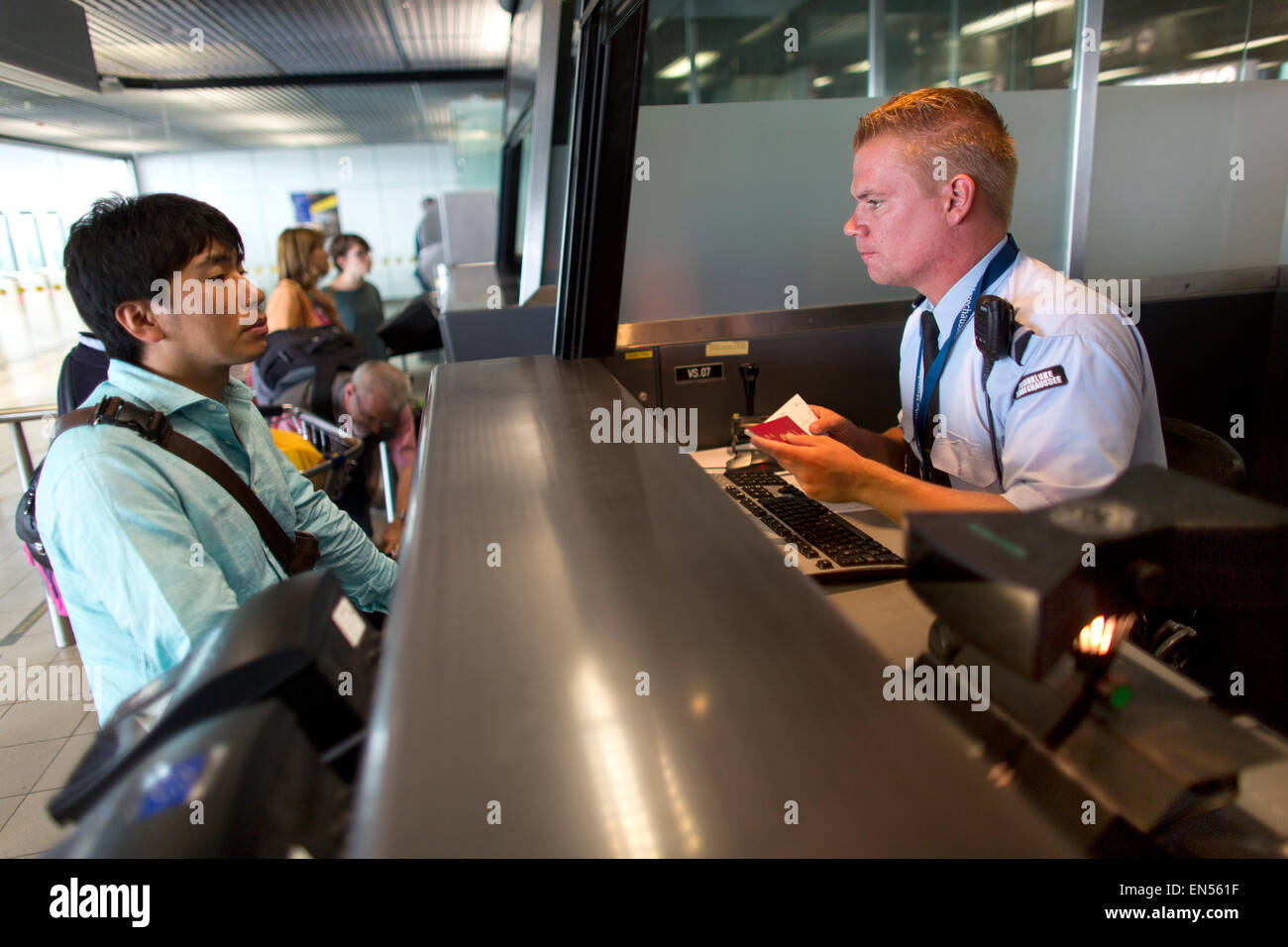 passport control at Schiphol airport Stock Photo Alamy