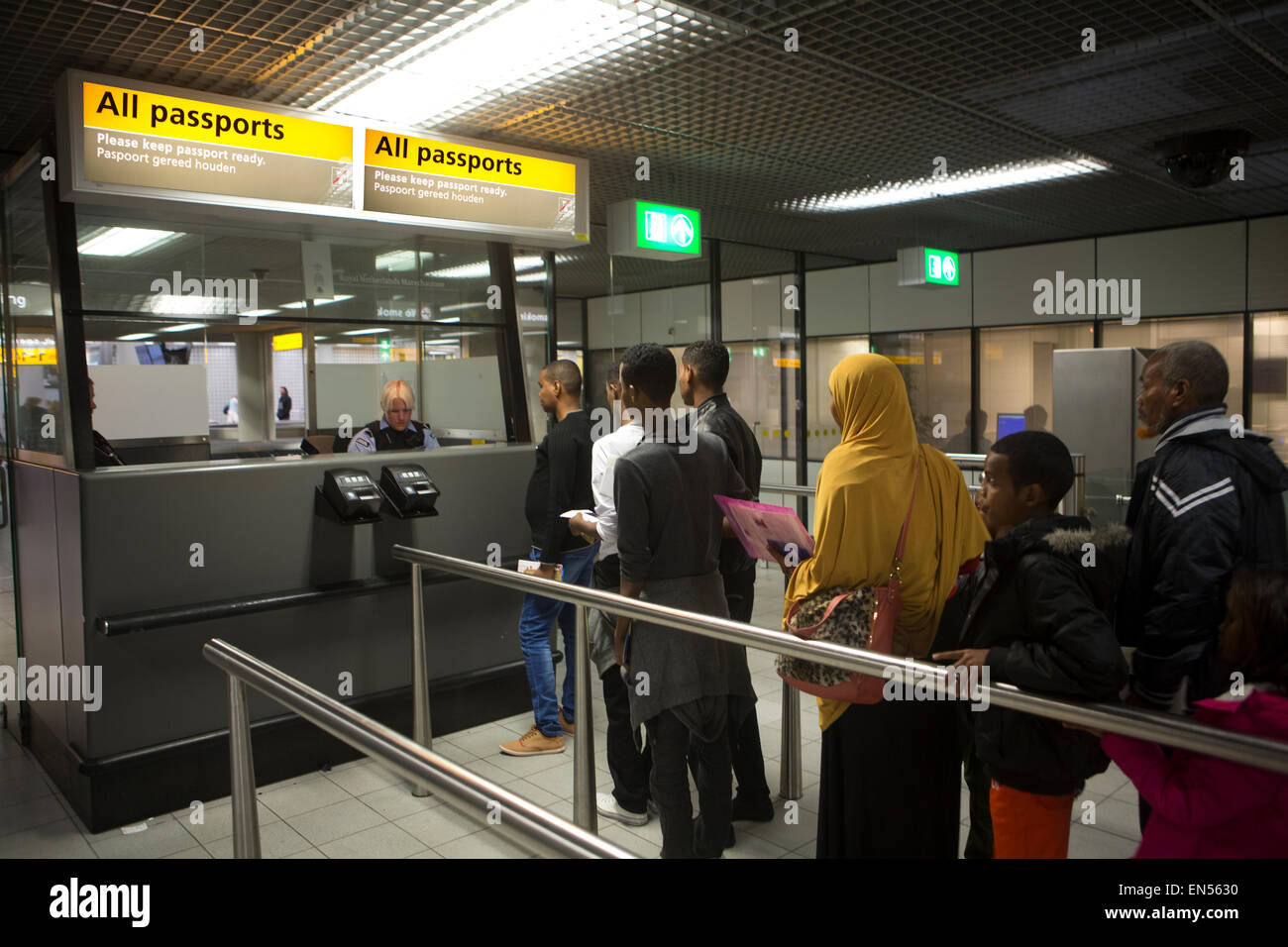 passport control at Schiphol airport Stock Photo Alamy