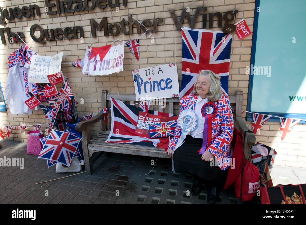 London, UK. 28th April 2015. Royal fans camped out the Lindo wing of