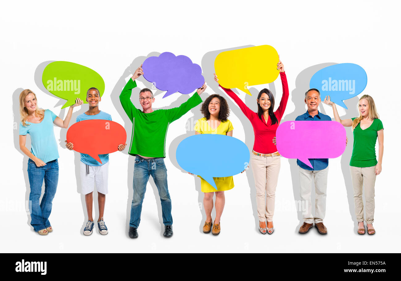 Group of people giving thoughts and ideas. Stock Photo
