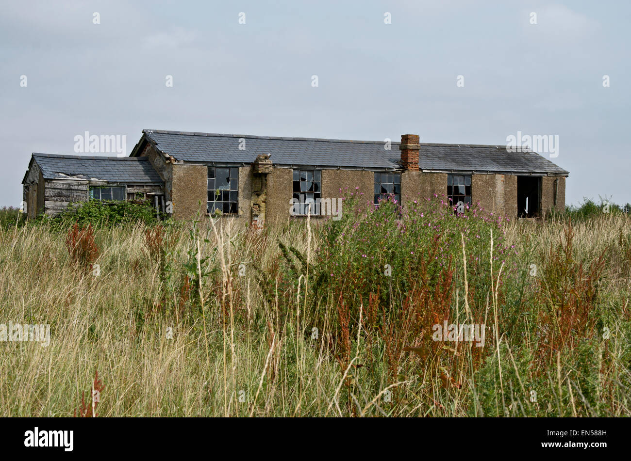 Dilapidated buildings at Stow Maries WWI Aerodrome Stock Photo