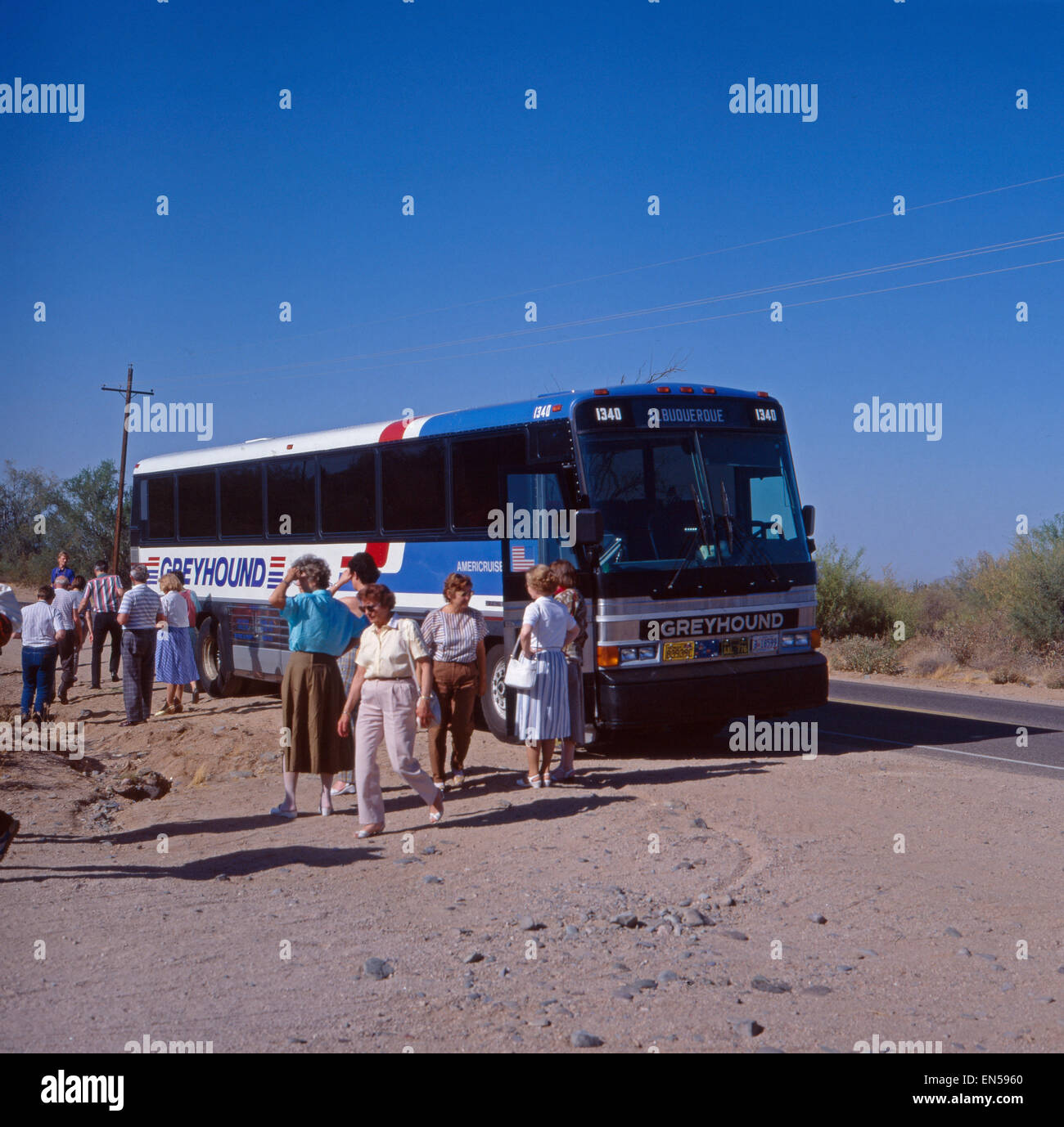 Eine Busrundreise durch Arizona, USA 1970er Jahre. A coach trip through Arizona, US 1970s. Stock Photo