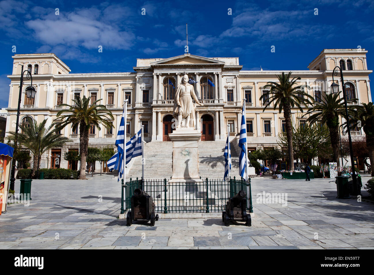 Ermoupolis City Hall, in Miaoulis Square in Syros Island in the Greek