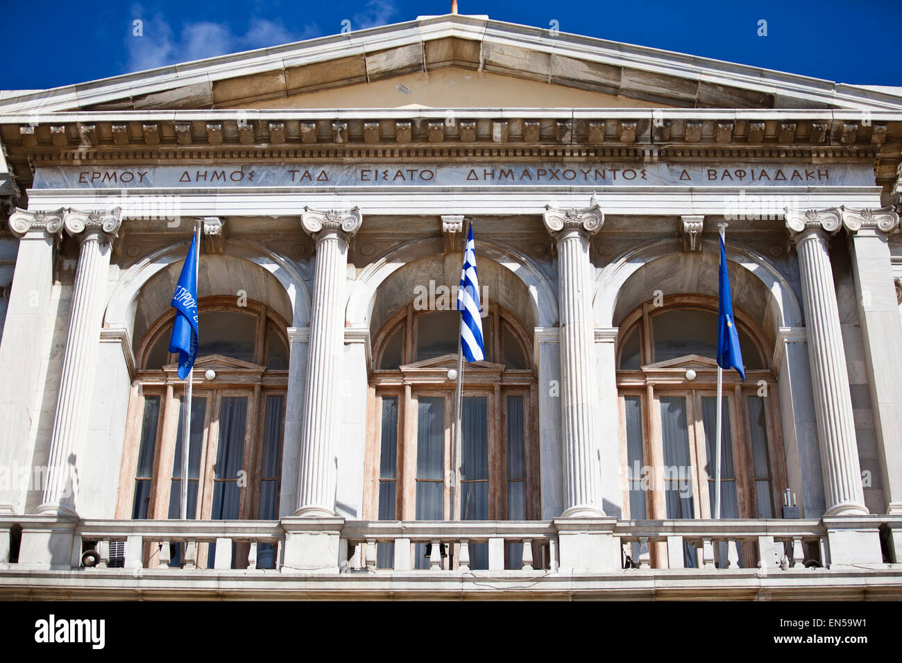 Ermoupolis City Hall, in Miaoulis Square in Syros Island in the Greek