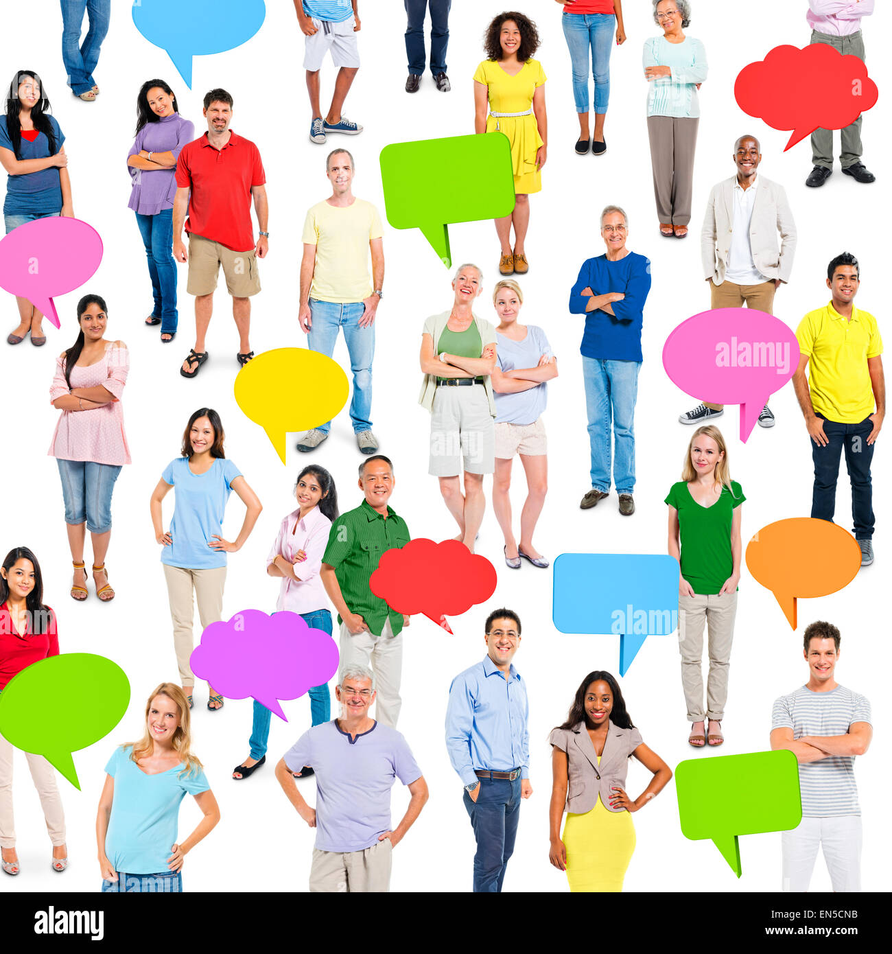 Group of Multi Ethnic Diverse People with Speech Bubbles Stock Photo ...