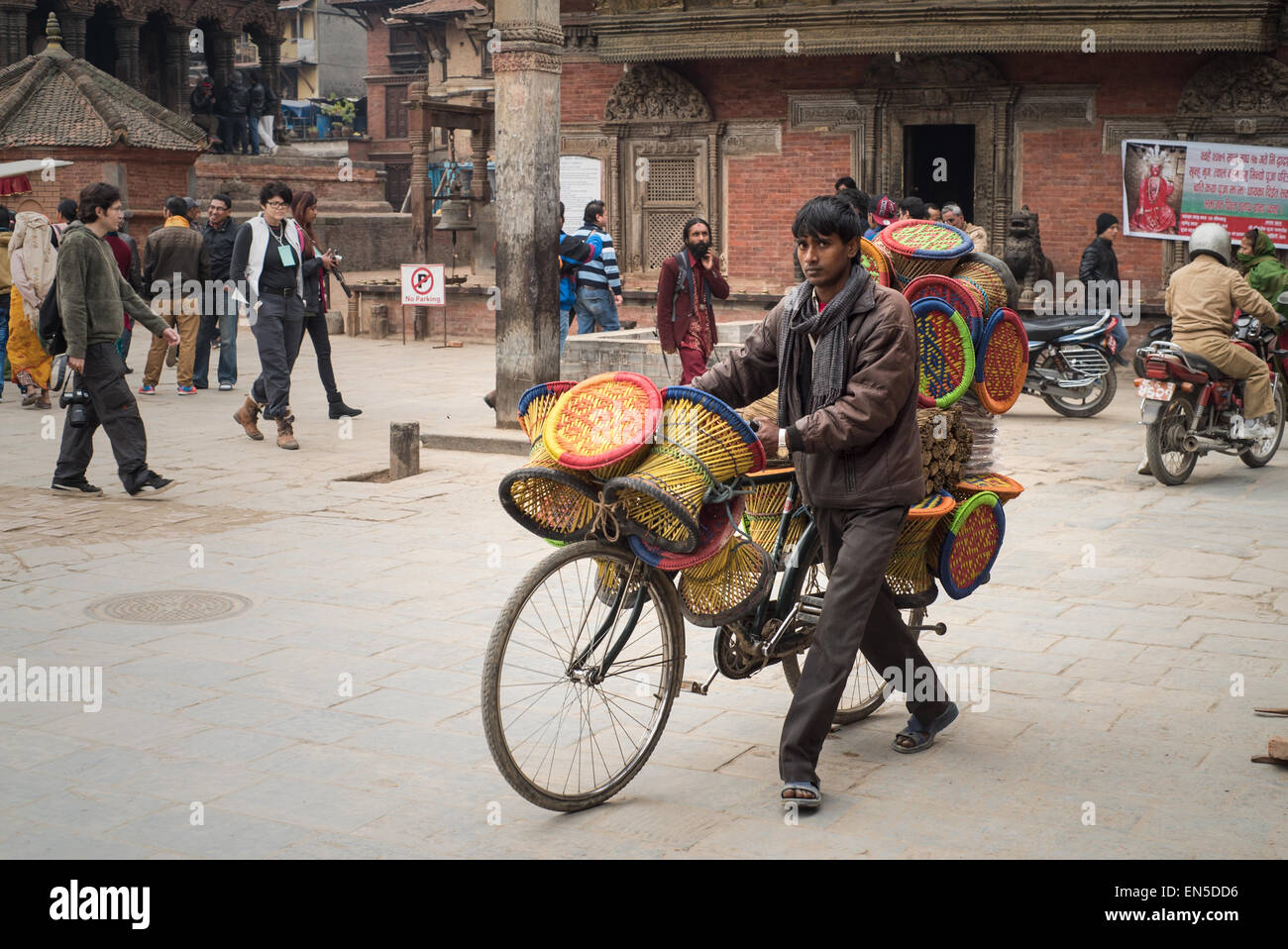 Around Lalitpur and Patan Durbar square in Nepal, few months before the 7.8 magnitude earthquake that killed thousands Stock Photo