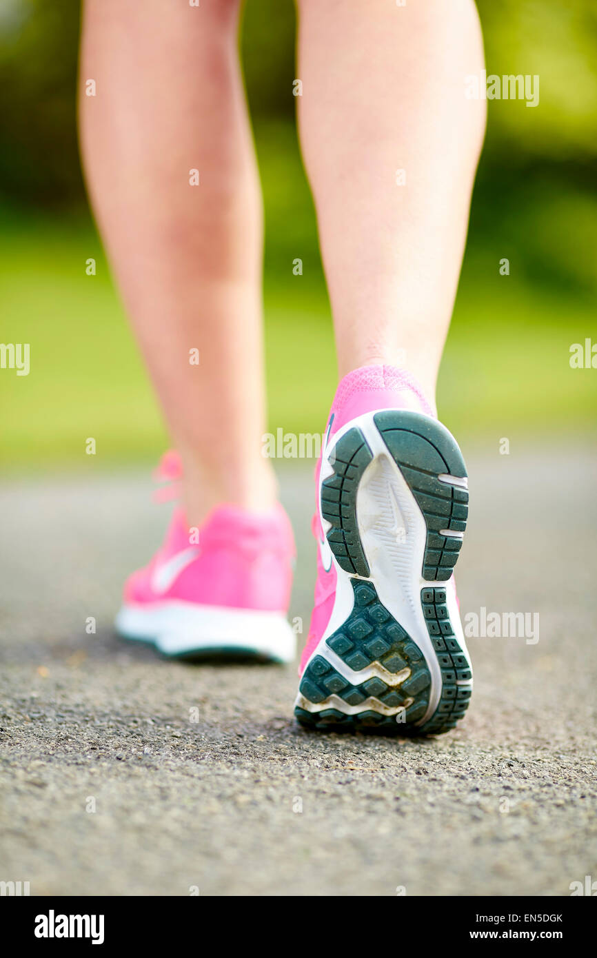 Close up of runners feet Stock Photo